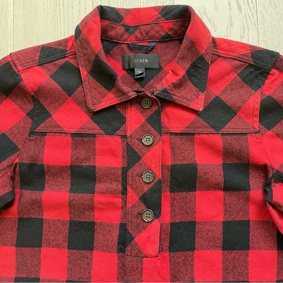 JCrew Wool Buffalo Check Plaid Half Button Up Pullover Shirt Jacket Shacket - Picture 7 of 13